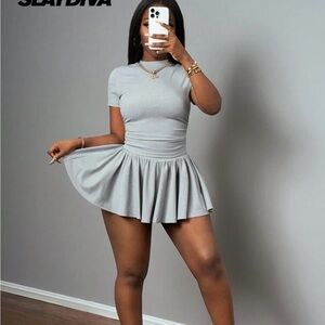 SHEIN Silver Shimmer Mini Skirt Set